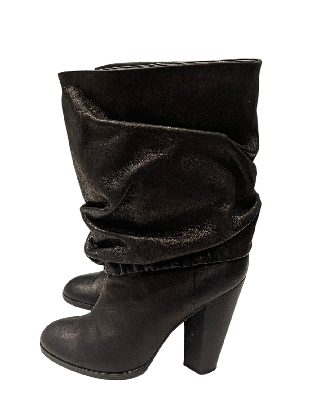 MARC JACOBS slouchy black leather pull-on cuff BOOTS 38/US:8